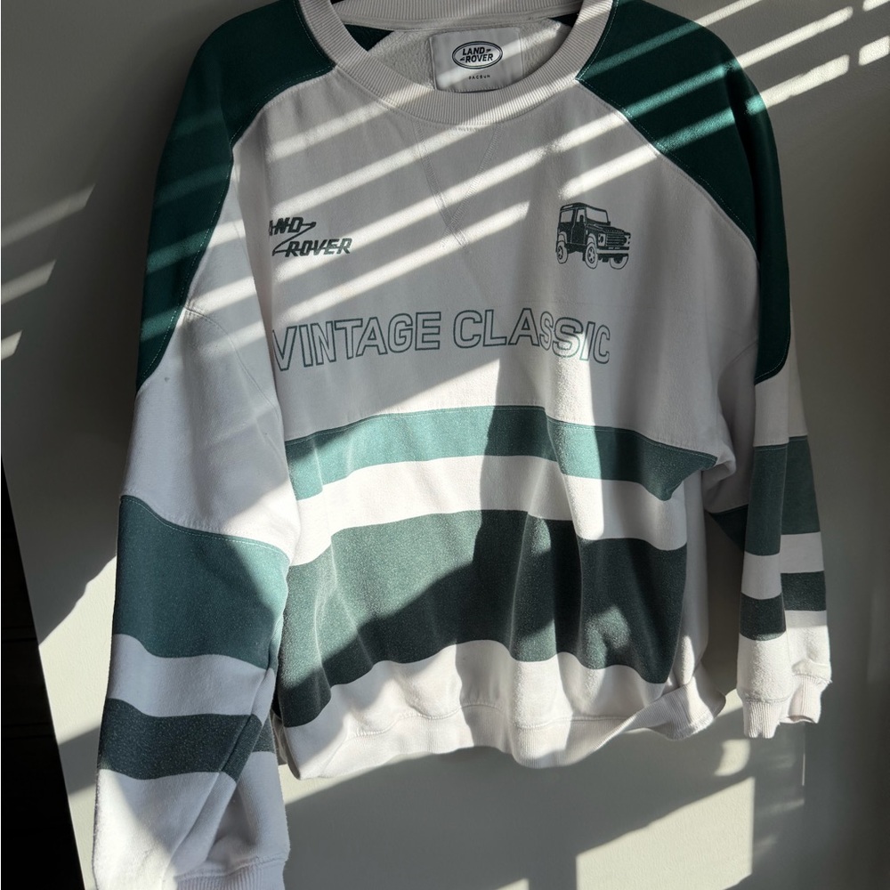 PacSun Land Rover “Vintage Classic” Crewneck Sweatshirt Green/White | Size M